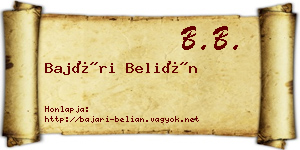 Bajári Belián névjegykártya